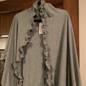 Large grey ruffle cardigan. New with tags